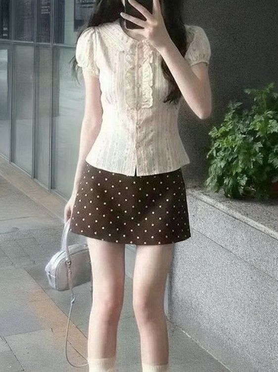 Korean Lifestyle - 2026 Sommer Anti-Aging Koreanischer College-Stil Polka