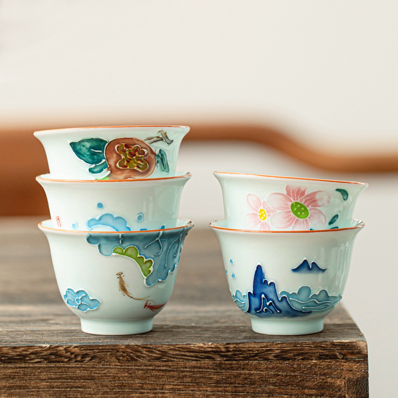 Hand bemalte Kung-Fu-Tee tasse – Celadon Ceramic Cup Bewertung und Preis
